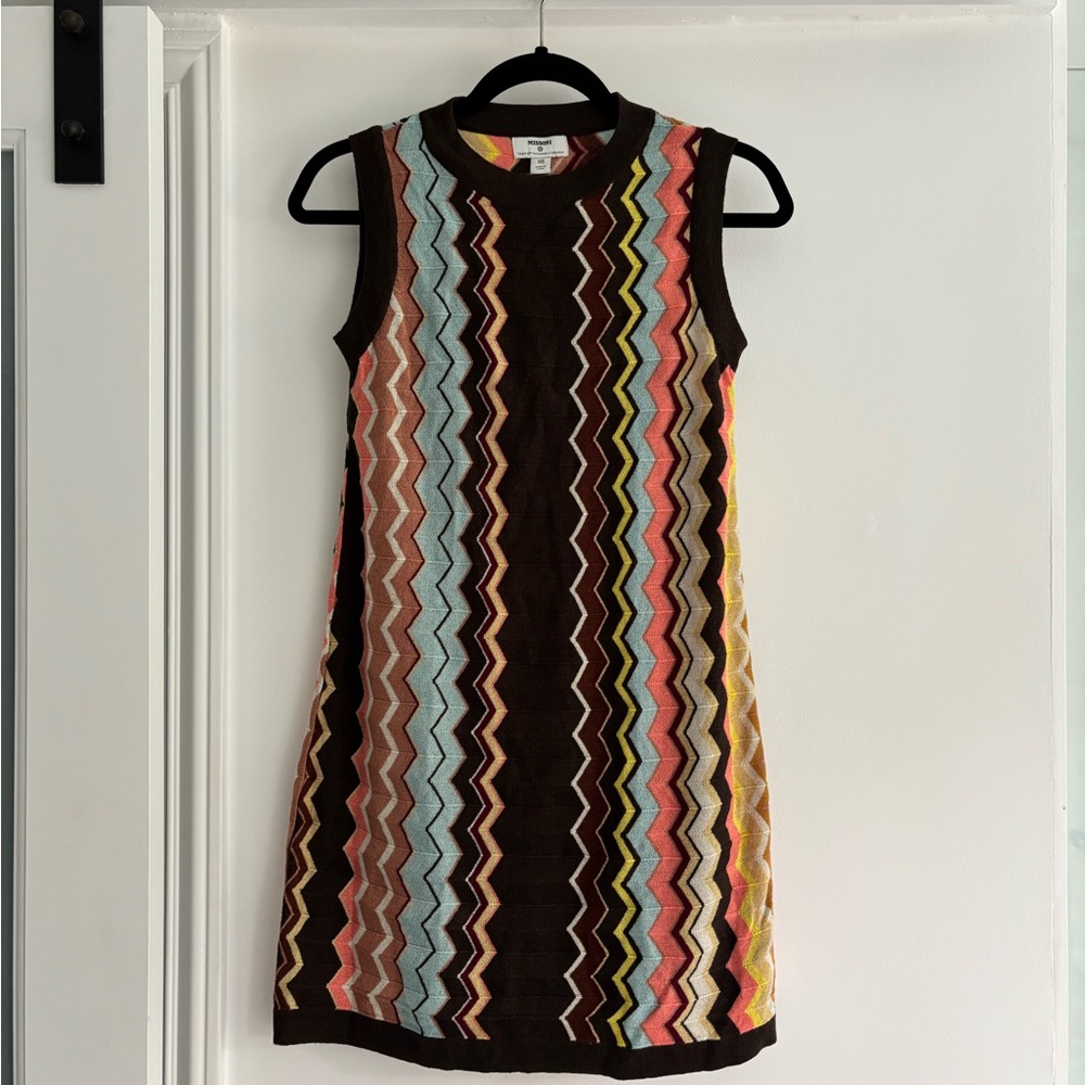 Missoni Brown and Multicolor Zigzag Mini Dress
